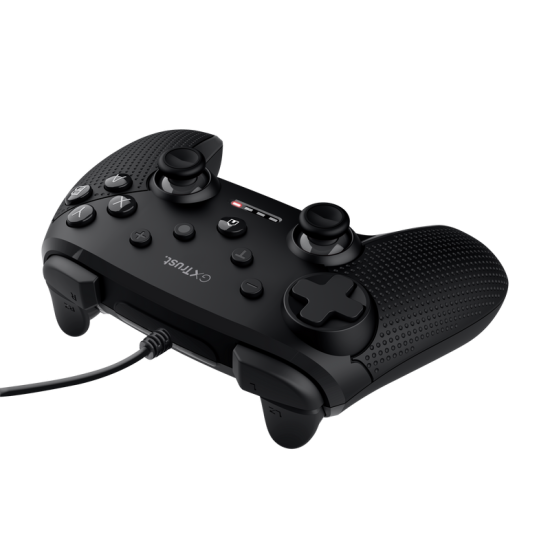 Trust GXT 541 Muta Wired controller pentru PC    Features Mobile phone mount no Software no   Control Controls 8-way, directional pad, A, B, X, L1, L2, L3, R1, R2, R3, select, start Number of buttons 15 Shoulder buttons yes Programmable buttons no Trigger