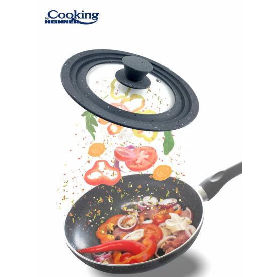 CAPAC STICLA CU MARGINE DIN SILICON AJUSTABILA PE 3 DIMENSIUNI 16/18/20 CM, COOKING BY HEINNER