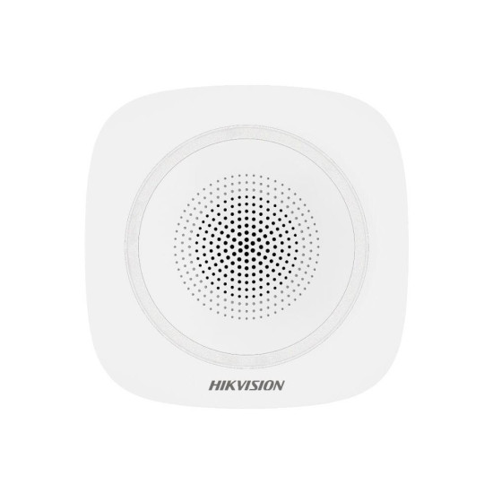 Sirena interior wireless AX PRO Hikvision DS-PS1-I-WE(Blue Indicator); 868MHz two-way Tri-X wireless technology, distanta comunicare RF: 1600m in camp deschis, nivel sonor: 90 la 110dB, 3 tipuri de sonerii de alarma: alarma la efractie, alarma la incendiu