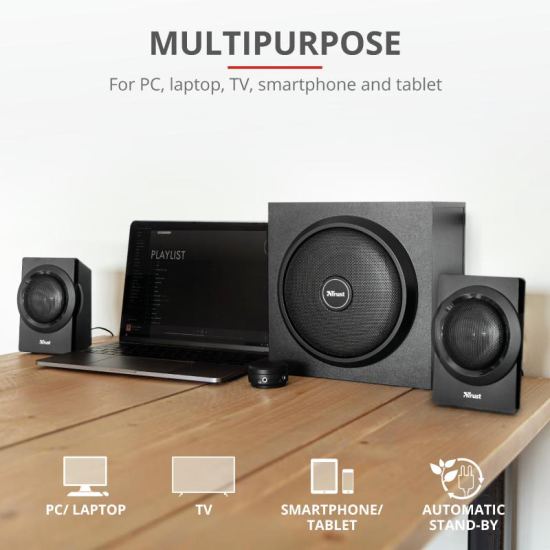 Sistem audio Trust Yuri 2.1, 60W, negru Sistem audio Trust Yuri 2.1, 60W, negru