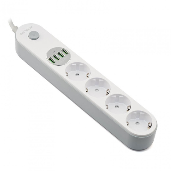 Prelungitor cu protectie Serioux, 4 prize schuko, input 100-240V, 50- 60Hz, output (Total): 2500W - 10A, 4 porturi USB, 4 porturi USB (5V- 3.1A) (Auto Max) 17W, Amperaj port USB (max) 3.4A, functie auto ID, antistatic, buton power/off, lungime cablu 2m, a Prelungitor cu protectie Serioux, 4 prize schuko, input 100-240V, 50- 60Hz, output (Total): 2500W - 10A, 4 porturi USB, 4 porturi USB (5V- 3.1A) (Auto Max) 17W, Amperaj port USB (max) 3.4A, functie auto ID, antistatic, buton power/off, lungime cablu 2m, a