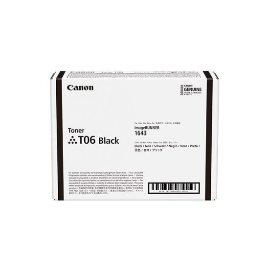 Toner Canon CRG-T06 black, 20.5k pagini, pentru IR Advance 1643I/1643IF. Toner Canon CRG-T06 black, 20.5k pagini, pentru IR Advance 1643I/1643IF.