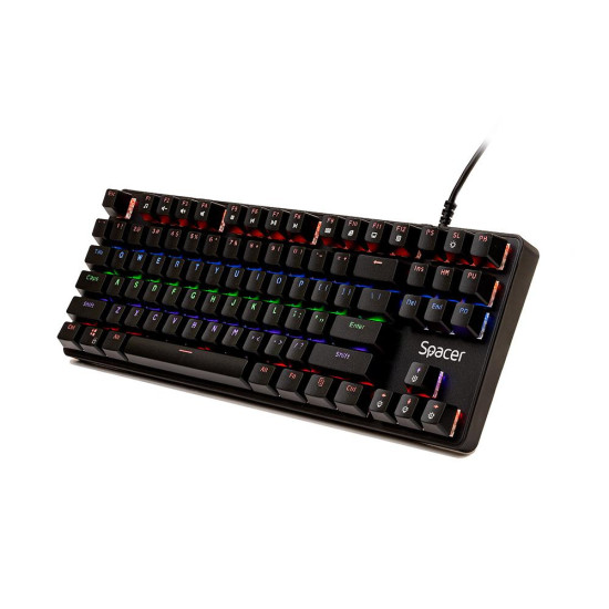 Tastatura Mecnaica Spacer SPKB-MK-IMMORTAL cu fir, USB, switch-uri mecanice albastre, 50 mil. apasari, 87 taste, anti-ghosting 28 taste, anti-spill, black