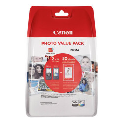 Cartuse cerneala Canon PG560XLPVP value pack, 4x6 Photo Paper (GP-501 50 sheets) + XL Black & XL Colour Cartridges, capacitate 14.3ml/400 pagini negru, CL-561XL 12.2ml/300 pagini color, pentru PIXMA TS5350, PIXMA TS5351, PIXMA TS5352.