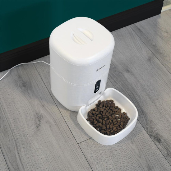 Tellur Dispenser de mancare Smart pentru animale de companie, capacitate 4L, alb