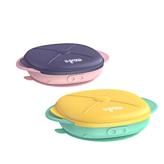 Farfurie silicon cu capac,galbena,U-Grow Farfurie silicon cu capac,galbena,U-Grow