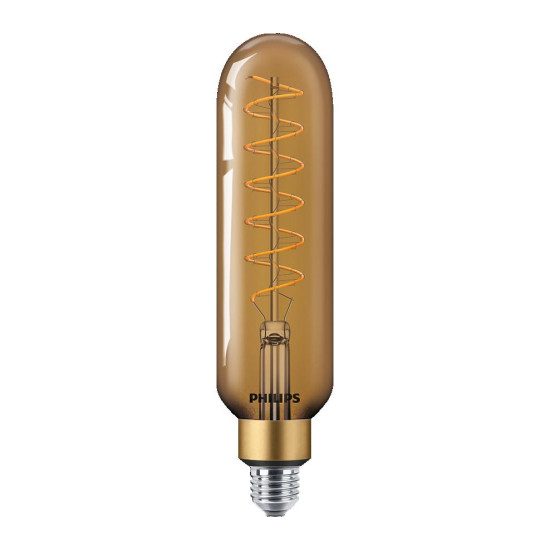 Bec LED vintage (decorativ) Philips Classic Gold Giant T65, EyeComfort, E27, 7W (40W), 470 lm, lumina calda (1800K), dimabil, cu filament, 27.3x6.6cm Bec LED vintage (decorativ) Philips Classic Gold Giant T65, EyeComfort, E27, 7W (40W), 470 lm, lumina calda (1800K), dimabil, cu filament, 27.3x6.6cm