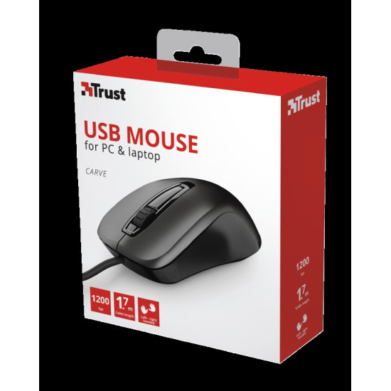 Mouse Trust Carve, USB Mouse, negru