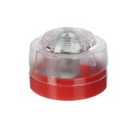 Honeywell Flash cu lentila transparenta;Tensiune de operare: 12 - 29 V DC; Consum: 26 mA @ 29 V dc; Rata flash: 0.5 Hz; Culoare LED: alb; Lentila: PC transparenta; Carcasa: PC-ABS rosu; Grad protectie: IP21C; Certificare: EN54-23; Temperatura de functiona