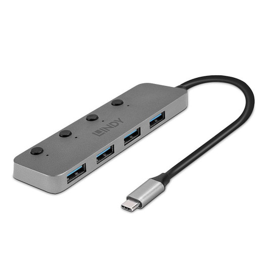 Hub Lindy 4 Port USB 3.2 buton On/Off