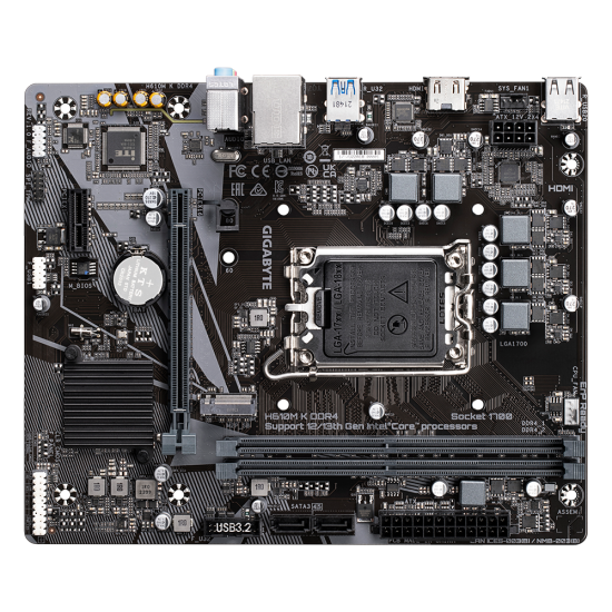 Placa de baza Gigabyte H610M K LGA 1700, 2x DDR4, 1x HDMI, 1x PCIe x16, 1x PCI x1, 1x M.2, 2x SATA 6 Gb/s, 1 Gbps LAN, mATX