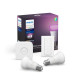 Pachet 2 Becuri LED RGB inteligente Philips Hue A60, E27, 9W (60W), 806 lm, lumina alba si color (2000-6500K) + Consola Hue Bridge + Intrerupator cu variator Pachet 2 Becuri LED RGB inteligente Philips Hue A60, E27, 9W (60W), 806 lm, lumina alba si color (2000-6500K) + Consola Hue Bridge + Intrerupator cu variator
