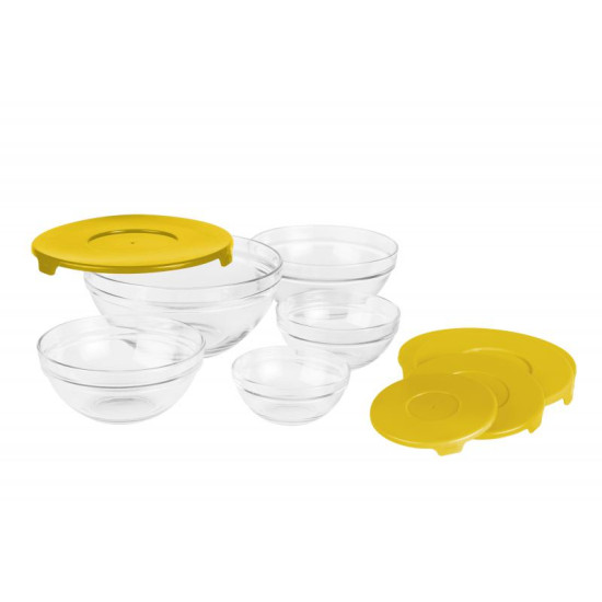 SET 5 BOLURI DE STICLA CU CAPAC,GALBEN,VANORA HOME SET 5 BOLURI DE STICLA CU CAPAC,GALBEN,VANORA HOME