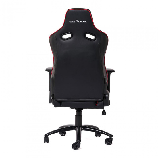 Scaun gaming X by Serioux, Kessian, ajustabil, piele sintetica, piston pe gaz, manere reglabile, baza stea cu 5 picioare, greutate maxima admisa 150Kg, perne detasabile, negru si rosu