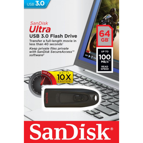 Memorie USB Flash Drive SanDisk Ultra, 64GB, USB 3.0