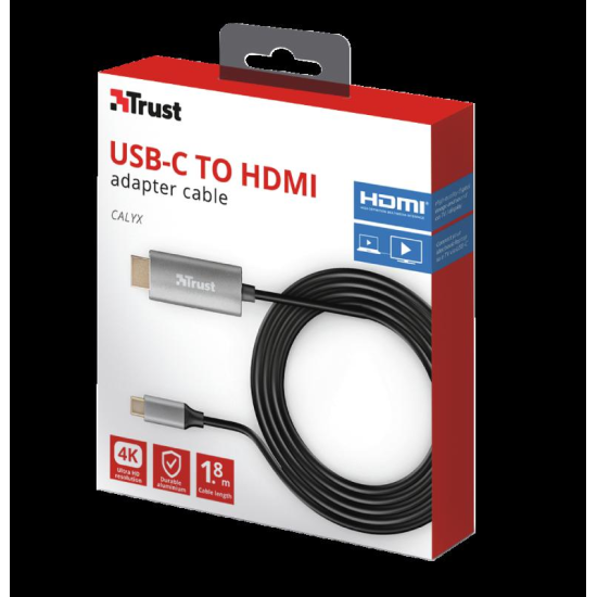 Cablu Trust Calyx, USB-C to HDMI, 1.8m, negru