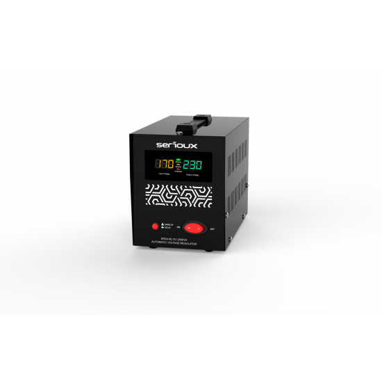 Stabilizator de tensiune Serioux Relay 101-2000VA, putere 2000VA/1200W, tip releu, transformator toroidal, interval tensiune intrare 150V ~ 260V, interval frecvența intrare 45Hz ~ 65Hz, tensiune de ieșire 230V, precizie de ieșire +4,-8%, prize: 2x Schuko, Stabilizator de tensiune Serioux Relay 101-2000VA, putere 2000VA/1200W, tip releu, transformator toroidal, interval tensiune intrare 150V ~ 260V, interval frecvența intrare 45Hz ~ 65Hz, tensiune de ieșire 230V, precizie de ieșire +4,-8%, prize: 2x Schuko,
