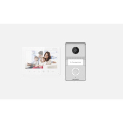 Kit videointerfon analog Hikvision DS-KIS101-P/Surface, conectare usoara pe 2 fire, plug & play. Kitul este format din: post exterior -1 buc ( 1 buton de apelare, camera color 2MP HD, rezolutie: 1024x600, audio: microfon si difuzor incorporat, IP65, IK7,i