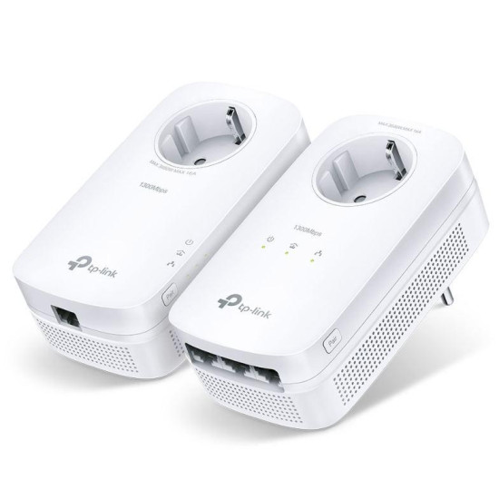 TP-Link Kit Gigabit Powerline Passthrough cu 3 Porturi AV1300, TL- PA8033P KIT, Standarde si Protocoale:  HomePlug AV1.1, HomePlug AV2.0,IEEE 1901,IEEE 802.3,IEEE 802.3x, IEEE 802.3u, IEEE 802.3ab, Interfata: 3 x 10/100/1000 RJ45, 1 x priza alimentare, Co