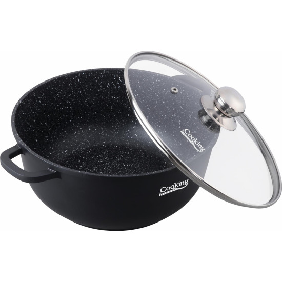 SEMIOALA ALUMINIU TURNAT +CAPAC, 36 CM X 16 CM, 13.5 L, DARK LINE, COOKING  BY HEINNER