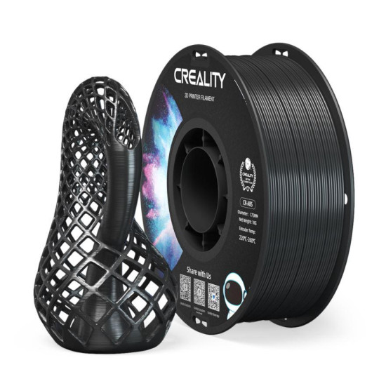 CREALITY CR-ABS 3D Printer Filament, Black, temperatura printare: 220-260, Diametru Filament: 1.75mm, rezistenta la tractiune: 43MPa,diametru suport filament:  200mm, NON-Toxic, Utilizare: pana la 6 luni de la deschiderea ambalajului.