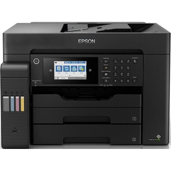 Multifunctional inkjet color CISS Epson L15150, dimensiune A3 (Printare, Copiere, Scanare, Fax), duplex, viteza 32ppm alb-negru, 22ppm color, rezolutie 4800x2400 dpi, alimentare hartie 250 coli, scanner CIS rezolutie 2400x1200 dpi, ADF 50 coli, fax memori Multifunctional inkjet color CISS Epson L15150, dimensiune A3 (Printare, Copiere, Scanare, Fax), duplex, viteza 32ppm alb-negru, 22ppm color, rezolutie 4800x2400 dpi, alimentare hartie 250 coli, scanner CIS rezolutie 2400x1200 dpi, ADF 50 coli, fax memori