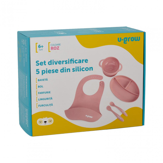 Set diversificare 5 piese silicon, roz Set diversificare 5 piese silicon, roz