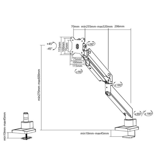 Neomounts by Newstar Select NM-D775BLACK full motion desk mount for 10- 32