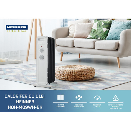 CALORIFER CU ULEI HEINNER HOH-M09WH-BK CALORIFER CU ULEI HEINNER HOH-M09WH-BK