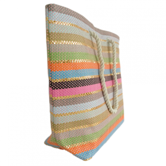 Geanta plaja Dungi, diverse culori Dimensiune: 50X38HX35X15.cm Material : tesatura din hartie Geanta plaja Dungi, diverse culori Dimensiune: 50X38HX35X15.cm Material : tesatura din hartie
