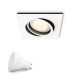 Spot LED incastrat patrat Philips Hue Milliskin, Bluetooth, GU10, 5.5W (25W), 250 lm, lumina alba (2200-6500K), IP20, 9cm, Alb