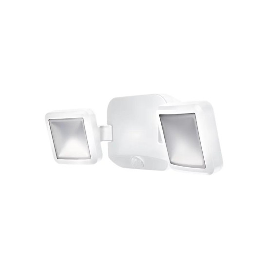 Aplica LED pentru exterior pe baterii 4x D neincluse, cu senzor de miscare si lumina Ledvance BATTERY DOUBLE SPOTLIGHT, 10W, 6V, 480 lm, lumina neutra (4000K), IP54, 332x112x105mm, Alb