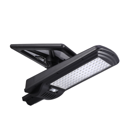 Lampa LED stradala 2R cu senzor de miscare, telecomanda si panou solar, 5V, 20W, 67x37cm, baterie Li-ion 3.2V, 20Ah, 2400 lm, lumina rece (6000K), IP65, Østalp 50mm, 50x23x16cm, Negru