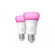 2 Becuri LED RGB inteligente Philips Hue A60, Bluetooth, E27, 9W (75W), 1100 lm, lumina alba si color (2000-6500K)