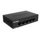 D-Link Switch DGS-105GL, 5 porturi Gigabit, Capacity 10Gbps, desktop, faramanagement, metal, negru, fara ventilator, D-Link Green.