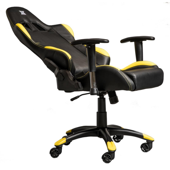 Scaun gaming X by Serioux, Torin, ajustabil, piele sintetica, piston pe gaz, manere reglabile, baza stea cu 5 picioare, greutate maxima admisa 150Kg, perne detasabile, negru si galben