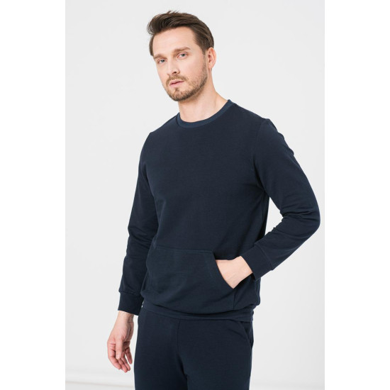 BLUZA COTON CASUAL BARBATI NAVY-M