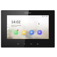 Monitor videointerfon 7inch color Hikvision DS-KH6320-LE1(B)LCD Resolution 1024 × 600, ROM 32 MB, RAM 128 MB, Audio compression standard G.711 U, G.711 A,Event capacity 200 alarm records,2 MB RAM reserved for events, Linked doorphone capacity 17 IP doorph