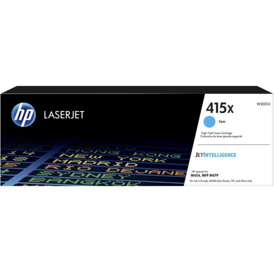 Toner HP 415X W2031X, cyan, 6k, HP Color LaserJet Pro M454dn, HP Color LaserJet Pro M454dw, HP Color LaserJet Pro MFP M479dw, HP Color LaserJet Pro MFP M479fdn, HP Color LaserJet Pro MFP M479fdw, HP Color LaserJet Pro MFP M479fnw.