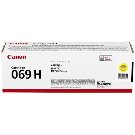 Toner Canon CRG069HY, Galben, capacitate 5500 pagini, pentru i-SENSYS LBP673Cdw, MF754Cdw, MF752Cdw. Toner Canon CRG069HY, Galben, capacitate 5500 pagini, pentru i-SENSYS LBP673Cdw, MF754Cdw, MF752Cdw.