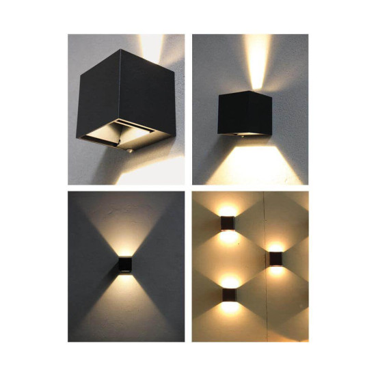 Aplica LED Vivalux SQUARE STARK, 6W, 180 lm, lumina neutra (4000K), 120°, IP54, 100x100x100mm, 15000h, aluminiu, -25÷+40°C, Negru