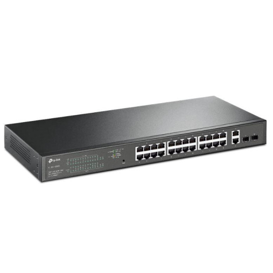TP-LINK 28-Port Gigabit Easy Smart Switch with 24-Port PoE+, Standarde și Protocoale: IEEE 802.3, IEEE 802.3u, IEEE 802.3ab, IEEE 802.3x, IEEE 802.3af, IEEE 802.3at, IEEE 802.1q, IEEE 802.1p, Interfață: 26 10/100/1000 Mbps RJ45 Ports, 2 Gigabit SFP Ports,