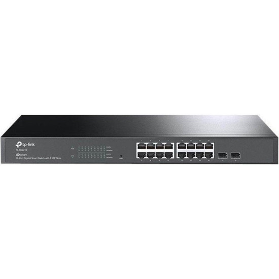 Switch TP-Link TL-SG2218, 16 porturi Gigabit, 2 Gigabit SFP, Fanless, Switching Capacity: 36 Gbps, Packet Forwarding Rate: 26.8 Mpps, Rack Mountable.