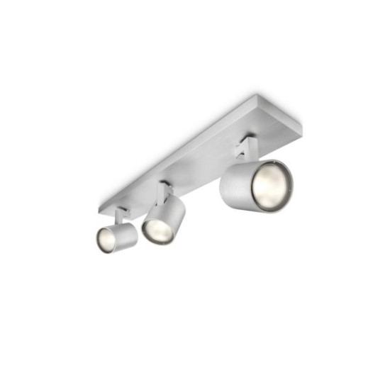 Spot Triplu Philips Runner, 3xGU10, 3x20W, IP20, 10.9x48x9cm, Metal, Argintiu