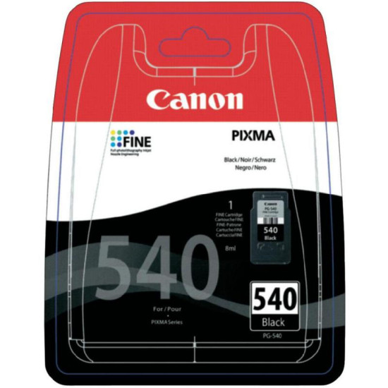 Cartus cerneala Canon PG-540, black, capacitate 8ml / 180 pagini, pentru Canon Pixma MG2150, Pixma MG2250, Pixma MG3150, Pixma MG3250, Pixma MG3550, Pixma MG4150, Pixma MG4250, Pixma MX375, Pixma MX395, Pixma MX435, Pixma MX455, Pixma MX475, Pixma MX515, 