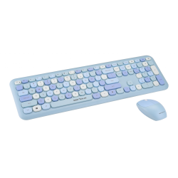 Kit tastatura + mouse Serioux Colourful 9920BL, wireless 2.4GHz, US layout, multimedia, mouse optic 1200dpi, USB, nano receiver, albastru