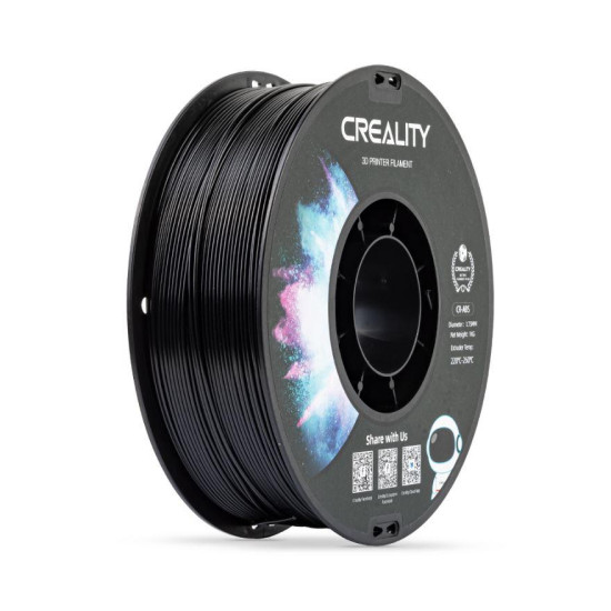 CREALITY CR-ABS 3D Printer Filament, Black, temperatura printare: 220-260, Diametru Filament: 1.75mm, rezistenta la tractiune: 43MPa,diametru suport filament:  200mm, NON-Toxic, Utilizare: pana la 6 luni de la deschiderea ambalajului.