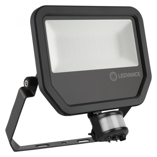 Proiector LED cu senzor de miscare si lumina Ledvance FLOODLIGHT PERFORMANCE, 50W, 100-277V, 6000 lm, lumina neutra (4000K), IP65/IK07, 225x219x59mm, aluminiu, Negru