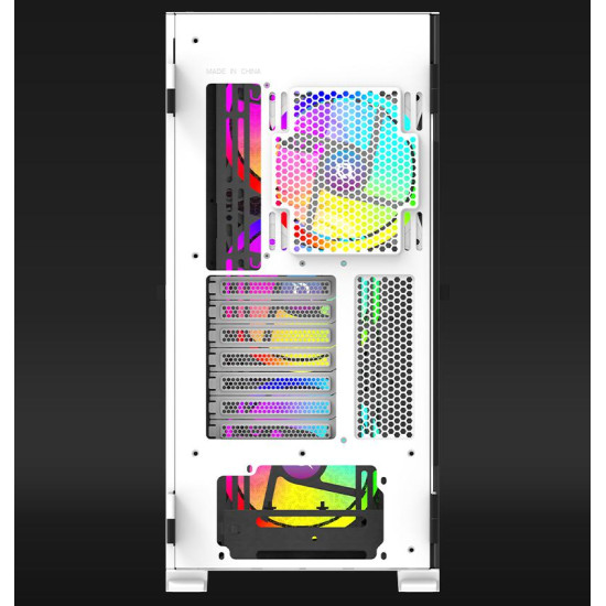 Carcasa Aqirys Aquilla Midi Tower White  TECHNICAL DATA Case type: Midi Tower Materials: Tempered Glass with hinge(left side panel), 0.9 mm SPCC steel, ABS, Metal mesh M/B support: Mini-ITX, Micro-ATX, ATX, E-ATX PSU support: ATX, 175 mm maximum length (b