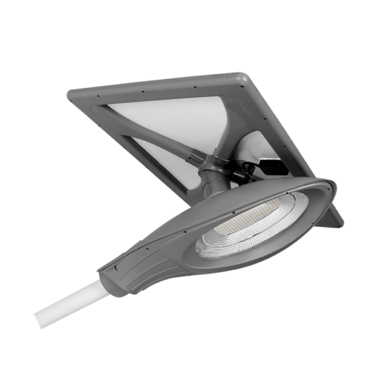 Lampa LED stradala 2R cu telecomanda si panou solar, 5V, 40W, 68x48cm, baterie Li-ion 3.2V, 50Ah, 4800 lm, lumina rece (6000K), IP65, Østalp 50mm, 65x26x19cm, Gri